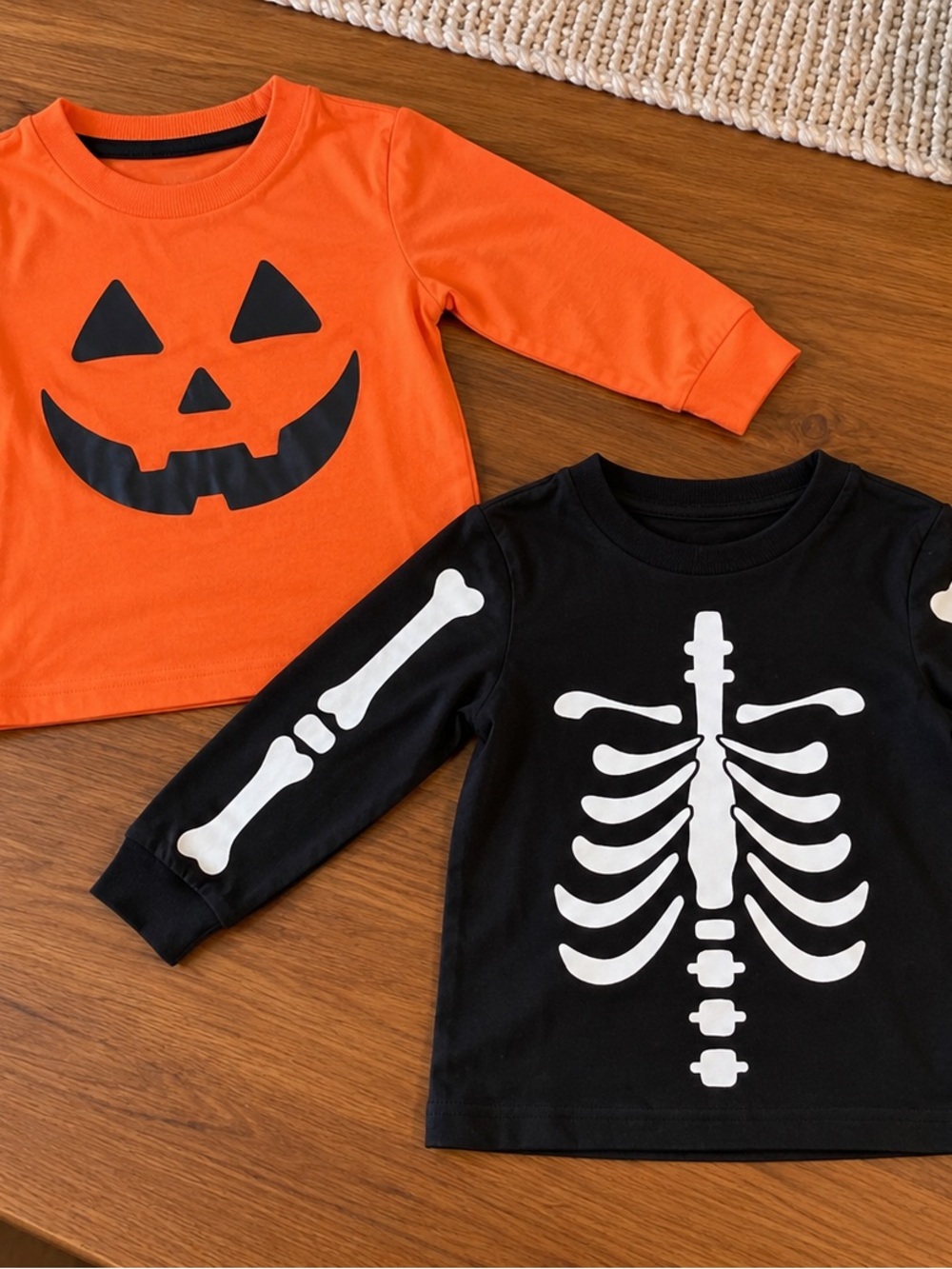 Kids Halloween Pumpkin & Skeleton Costume Tops - Orange & Black